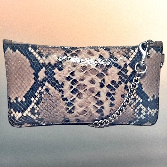 Coach Snake Print Clutch in Tan and Black - Picture 5 of 6